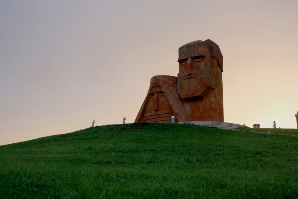 This monument has become a popular symbol of local heritage. It appears on the Artsakh coat of arms, and is sometimes called 'Tatik-Papik' – Armenian for 'Grandma and Grandpa.' Architect: Sargis Baghdasaryan Completed: 1967